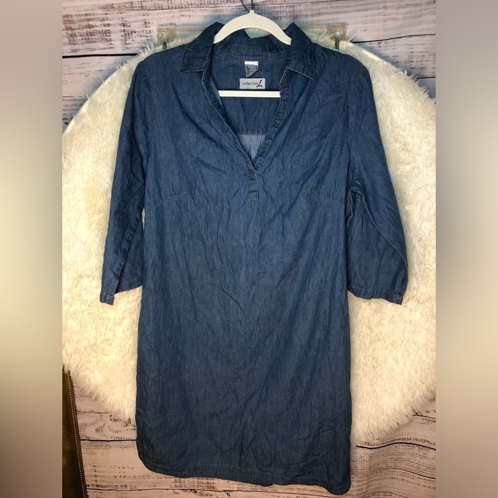 Blue Polo Collar Cuffed Sleeve Dress/Cover up size 6 NWOT - Picture 1 of 12